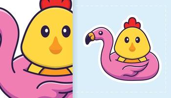 Cute vector chicken. Can be used for stickers, patches, textiles, paper. Vector illustration