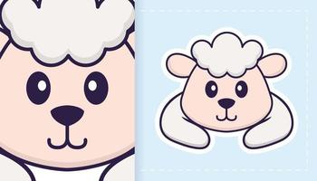 Cute sheep mascot character. Can be used for stickers, patches, textiles, paper. Vector illustration