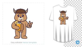 Cute sheep character. Prints on T-shirts, sweatshirts, cases for mobile phones, souvenirs. Isolated vector illustration on white background.