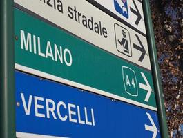 Milan Vercelli direction sign photo