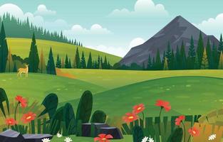 fondo de paisaje de primavera con flores vector