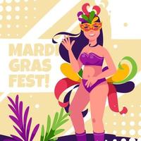 Mardi Gras Carnival With Women Wearing Costume vector