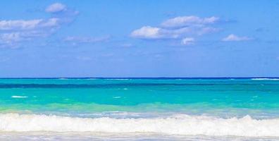 Tropical mexican beach clear turquoise water Playa del Carmen Mexico. photo