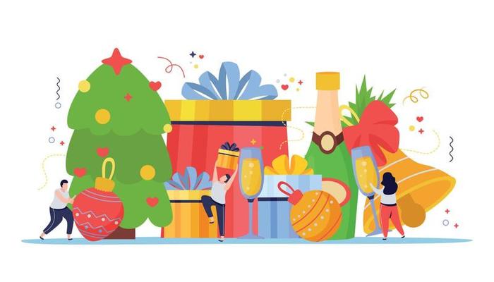 New Year Happy Composition