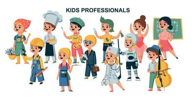 Kids Professionals Cartoon Composition vector