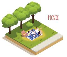 picnic aislado elemento isométrico vector