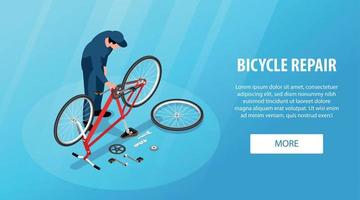 Bicycle Repair Horizontal Banner vector