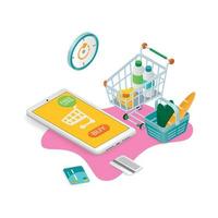Smartphone Supermarket App Composition vector