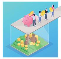 Financial Education Literacy Isometric Colored Composition vector