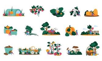 Harvesting Flat Icons Collection vector