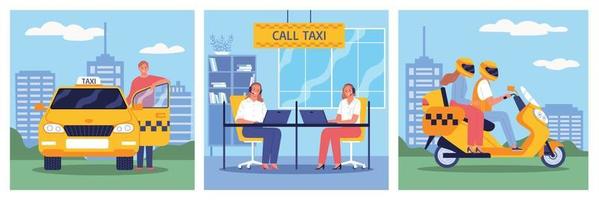 Taxi Square Compositions Set vector