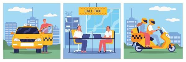 Taxi Square Compositions Set vector