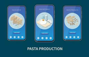 Macaroni Pasta Production Isometric Banner Set vector