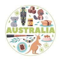 fondo redondo de dibujos animados de australia vector