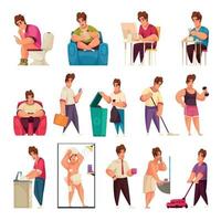 Daily Man Routine Cartoon Set vector