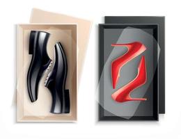 hombres mujeres cajas de zapatos vector