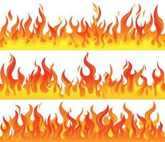 Fire Flame Seamless Border Icon Set vector