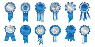 rosetas recompensas conjunto de iconos azules vector