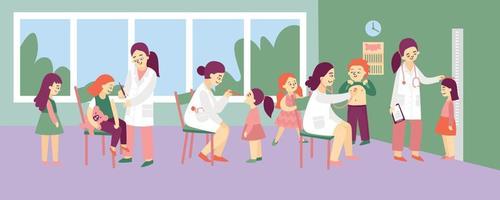 Kids With Pediatricians Composition vector