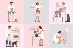 Veterinary Clinic Flat Compositions vector