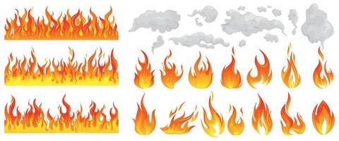 Fire Flame Smoke Icon Set vector