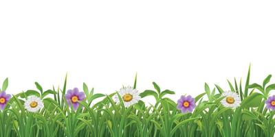 Grass Flowers Realistic Border vector