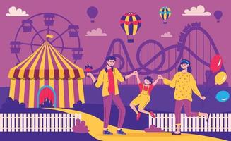 Family Amusement Park Composition vector