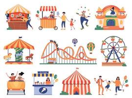 colección de iconos de parque de atracciones vector