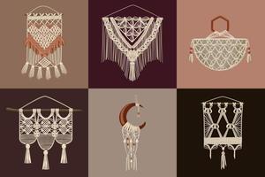 concepto de diseño de macramé artesanal vector