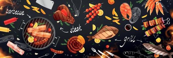 Barbecue Grill Background Composition vector