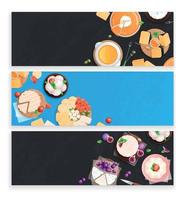 conjunto de banners horizontales de queso vector