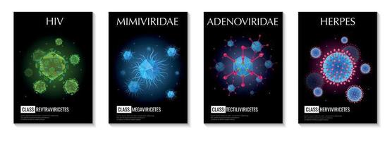 Realistic Viruses Posters Set vector