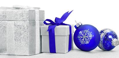 Christmas gift boxes and copy space. Christmas background photo