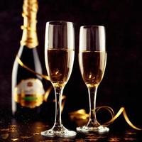 New years eve celebration background with champagne photo