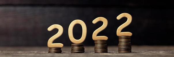 feliz año nuevo fondo. inicio financiero al año 2022. foto