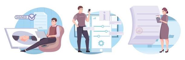 Document Flow Compositions Set vector