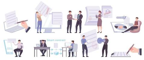 Contract Signing Icon Set vector