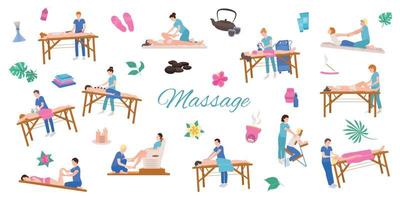 Massage People Flat Background vector