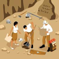 Archaeology Isometric Background vector