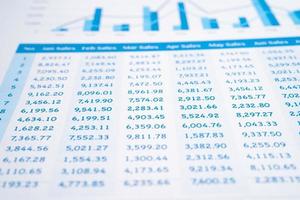 Spreadsheet table paper. Finance development, Banking Account, Statistics Investment Analytic research data economy, trading, office reporting Business company concept. photo