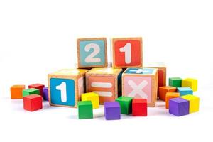 Math number colorful on white background, education study mathematics learning teach concept. photo