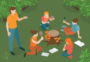 Nature Education Isometric Composition vector