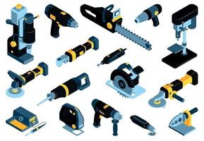 Isometric Electric Tools Set vector