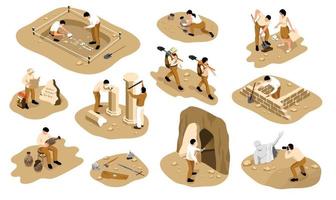 Archaeology Isometric Set vector