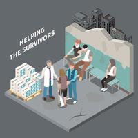 Helping The Survivors Isometric Background vector