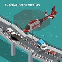 Evacuation Of Victims Isometric Background vector
