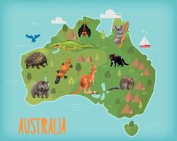 composición del mapa de animales australianos vector