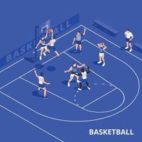 Blue Basketball Court Composition vector
