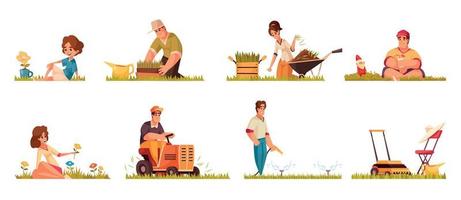 Lawn Cartoon Compositions vector