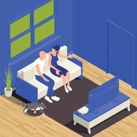 Sitting Couple Isometric Composition vector